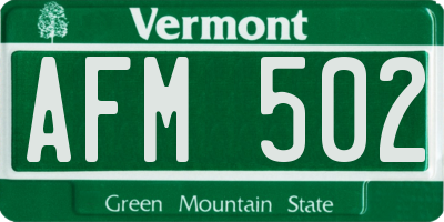 VT license plate AFM502