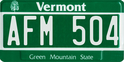 VT license plate AFM504