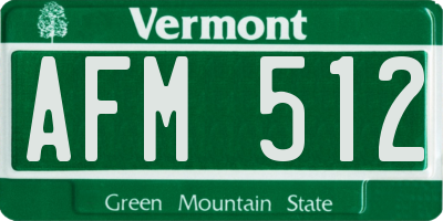 VT license plate AFM512