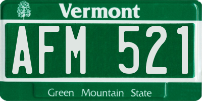 VT license plate AFM521