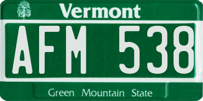 VT license plate AFM538