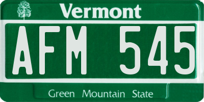 VT license plate AFM545
