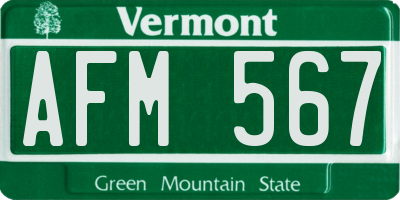 VT license plate AFM567