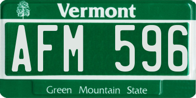 VT license plate AFM596