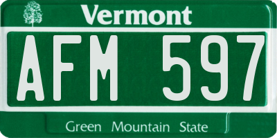 VT license plate AFM597