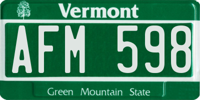 VT license plate AFM598