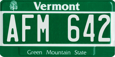 VT license plate AFM642