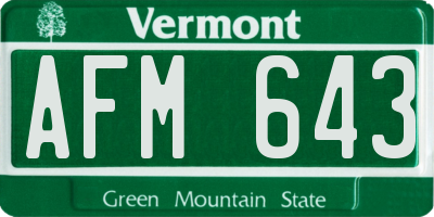 VT license plate AFM643