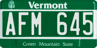 VT license plate AFM645