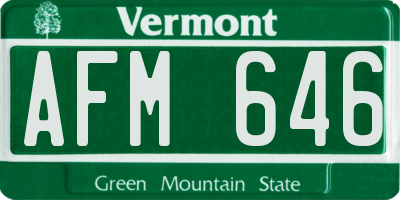 VT license plate AFM646