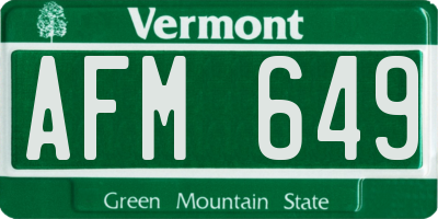 VT license plate AFM649