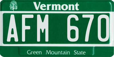 VT license plate AFM670