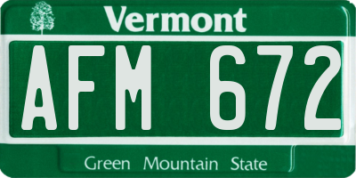 VT license plate AFM672