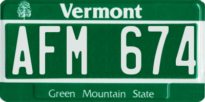 VT license plate AFM674