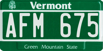 VT license plate AFM675