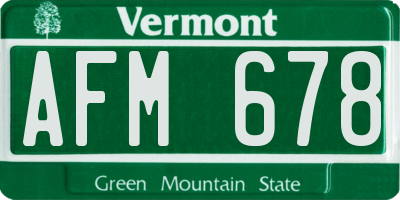 VT license plate AFM678