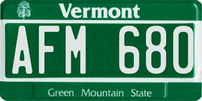 VT license plate AFM680