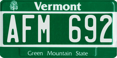 VT license plate AFM692