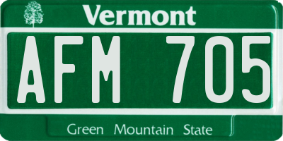 VT license plate AFM705