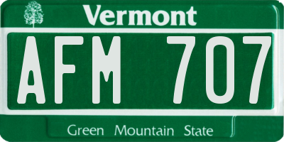 VT license plate AFM707