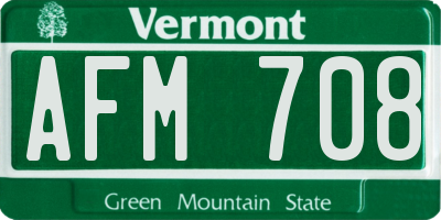 VT license plate AFM708