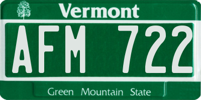 VT license plate AFM722