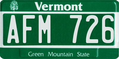 VT license plate AFM726