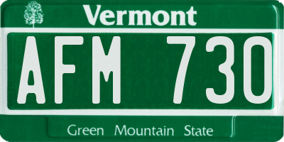 VT license plate AFM730