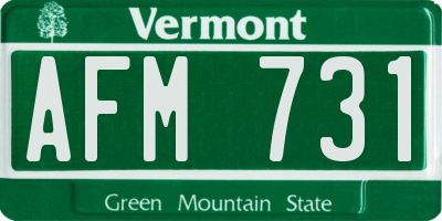 VT license plate AFM731