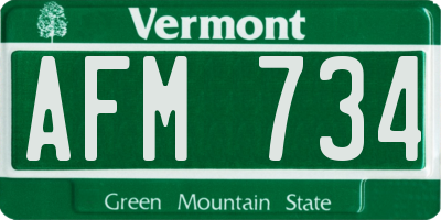 VT license plate AFM734