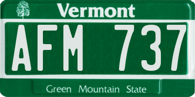 VT license plate AFM737
