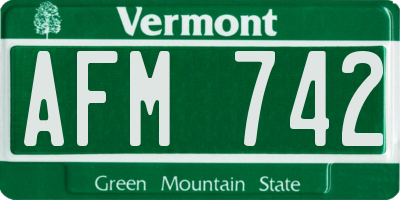 VT license plate AFM742