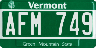 VT license plate AFM749