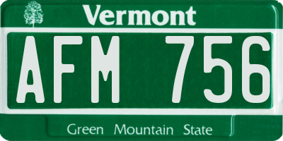 VT license plate AFM756