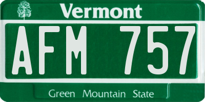 VT license plate AFM757