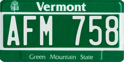 VT license plate AFM758