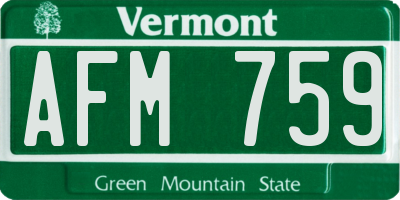 VT license plate AFM759