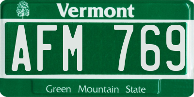 VT license plate AFM769