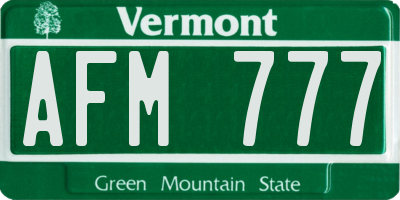 VT license plate AFM777