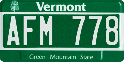 VT license plate AFM778