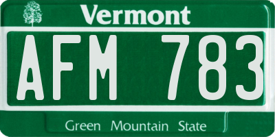 VT license plate AFM783