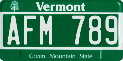 VT license plate AFM789