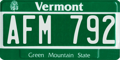 VT license plate AFM792