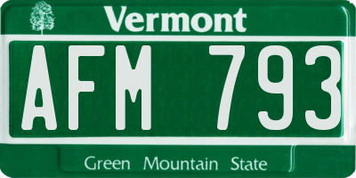 VT license plate AFM793