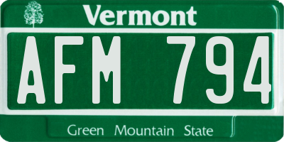 VT license plate AFM794
