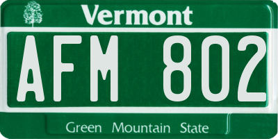 VT license plate AFM802