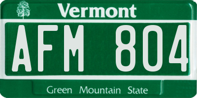 VT license plate AFM804