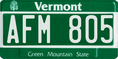 VT license plate AFM805