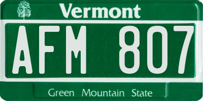 VT license plate AFM807