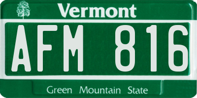 VT license plate AFM816